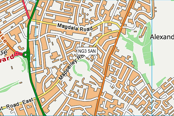 NG3 5AN map - OS VectorMap District (Ordnance Survey)