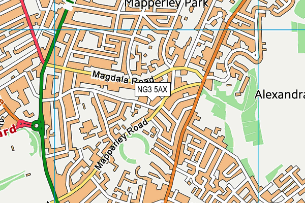 NG3 5AX map - OS VectorMap District (Ordnance Survey)