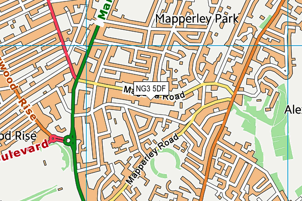 NG3 5DF map - OS VectorMap District (Ordnance Survey)