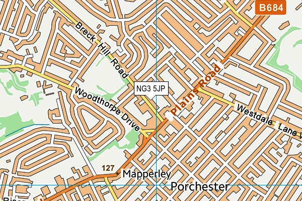 NG3 5JP map - OS VectorMap District (Ordnance Survey)