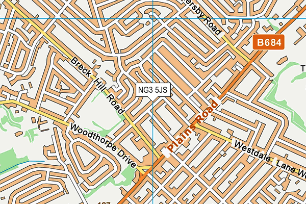 NG3 5JS map - OS VectorMap District (Ordnance Survey)