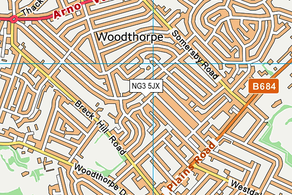 NG3 5JX map - OS VectorMap District (Ordnance Survey)