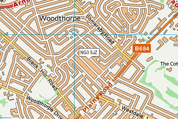 NG3 5JZ map - OS VectorMap District (Ordnance Survey)