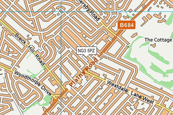 NG3 5PZ map - OS VectorMap District (Ordnance Survey)