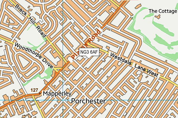 NG3 6AF map - OS VectorMap District (Ordnance Survey)