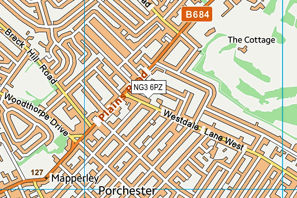 NG3 6PZ map - OS VectorMap District (Ordnance Survey)