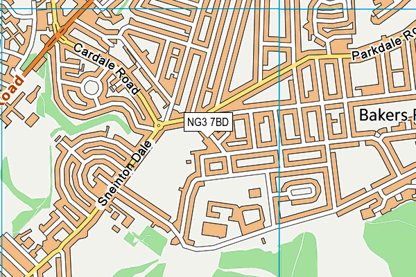 NG3 7BD map - OS VectorMap District (Ordnance Survey)