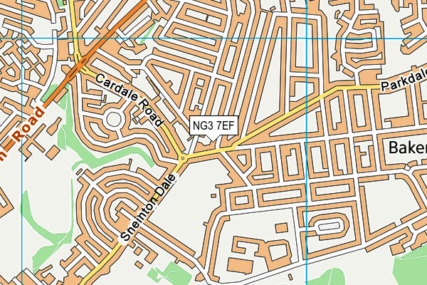 NG3 7EF map - OS VectorMap District (Ordnance Survey)