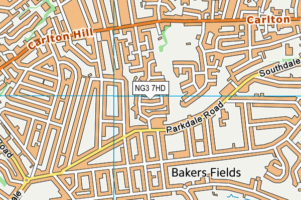 NG3 7HD map - OS VectorMap District (Ordnance Survey)