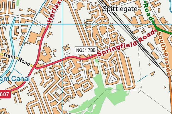 NG31 7BB map - OS VectorMap District (Ordnance Survey)