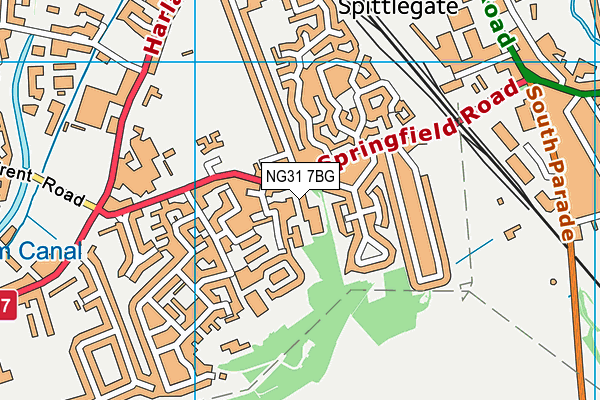 NG31 7BG map - OS VectorMap District (Ordnance Survey)