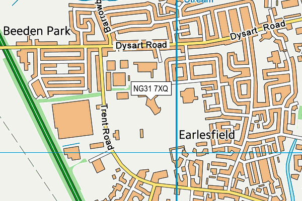 Grantham & District Indoor Bowls Club map (NG31 7XQ) - OS VectorMap District (Ordnance Survey)