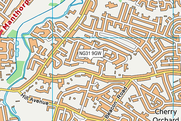 NG31 9GW map - OS VectorMap District (Ordnance Survey)