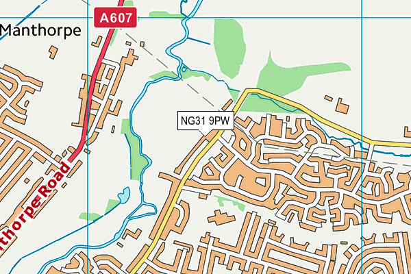NG31 9PW map - OS VectorMap District (Ordnance Survey)