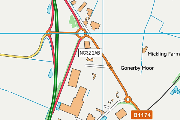 NG32 2AB map - OS VectorMap District (Ordnance Survey)