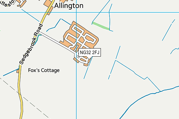 NG32 2FJ map - OS VectorMap District (Ordnance Survey)