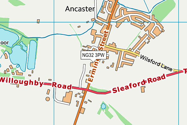 Ancaster Village Hall map (NG32 3PW) - OS VectorMap District (Ordnance Survey)