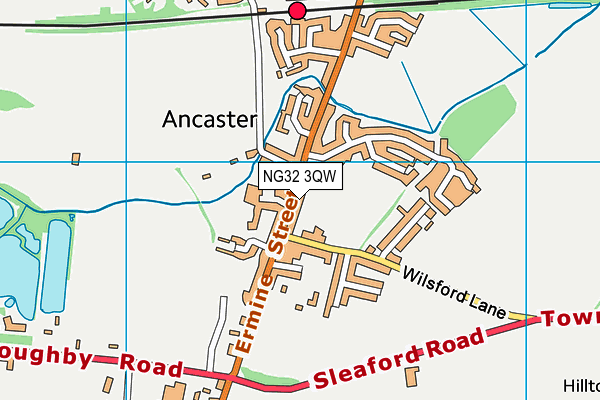 Ancaster Playing Field map (NG32 3QW) - OS VectorMap District (Ordnance Survey)
