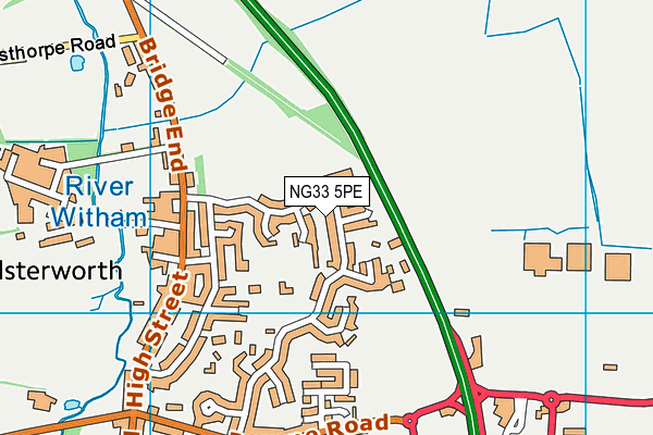 NG33 5PE map - OS VectorMap District (Ordnance Survey)