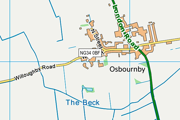 NG34 0BF map - OS VectorMap District (Ordnance Survey)