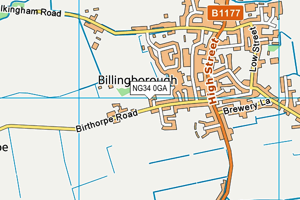 NG34 0GA map - OS VectorMap District (Ordnance Survey)