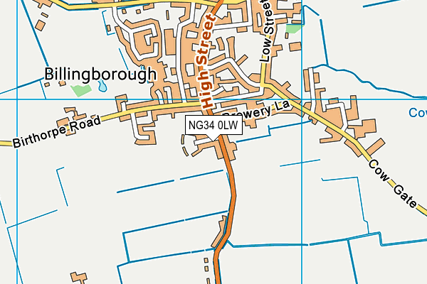 NG34 0LW map - OS VectorMap District (Ordnance Survey)