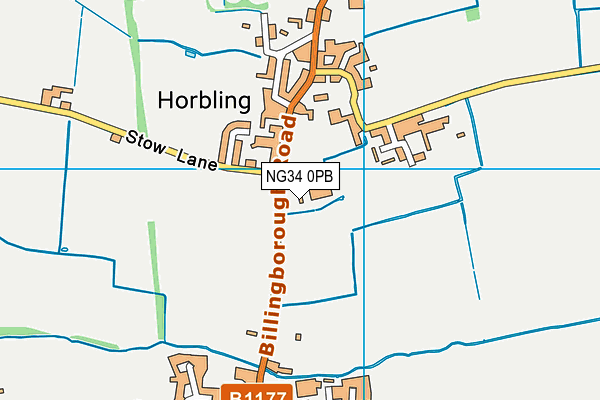 NG34 0PB map - OS VectorMap District (Ordnance Survey)