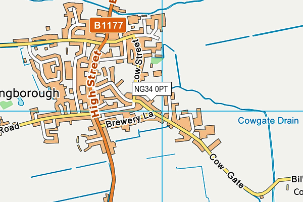 NG34 0PT map - OS VectorMap District (Ordnance Survey)