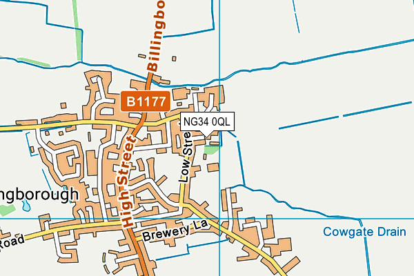 NG34 0QL map - OS VectorMap District (Ordnance Survey)