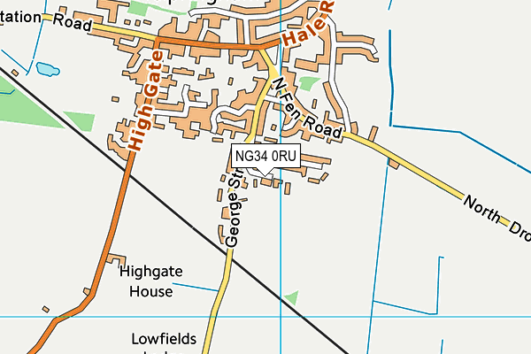 NG34 0RU map - OS VectorMap District (Ordnance Survey)