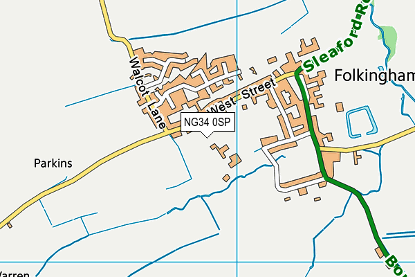 NG34 0SP map - OS VectorMap District (Ordnance Survey)