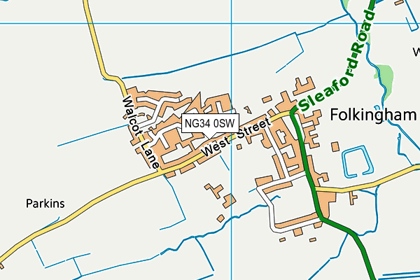 NG34 0SW map - OS VectorMap District (Ordnance Survey)