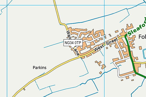 Folkingham Playing Field map (NG34 0TP) - OS VectorMap District (Ordnance Survey)