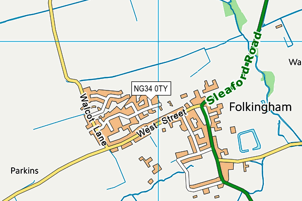 NG34 0TY map - OS VectorMap District (Ordnance Survey)