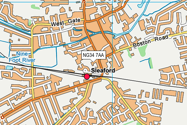 NG34 7AA map - OS VectorMap District (Ordnance Survey)