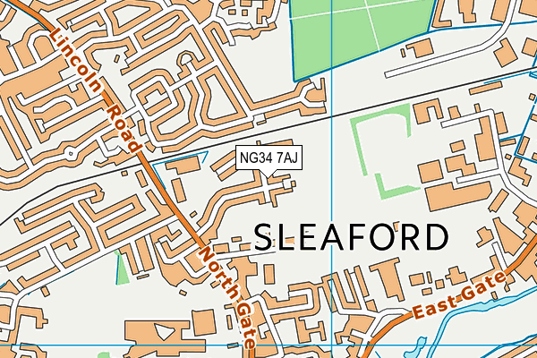 NG34 7AJ map - OS VectorMap District (Ordnance Survey)