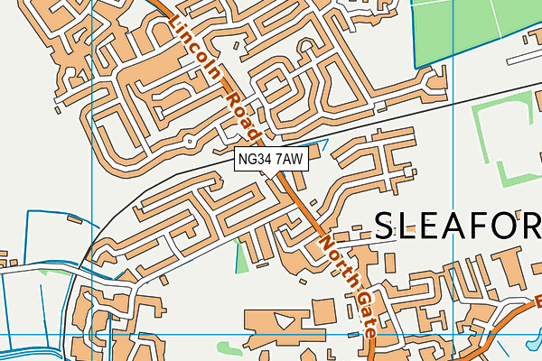 NG34 7AW map - OS VectorMap District (Ordnance Survey)