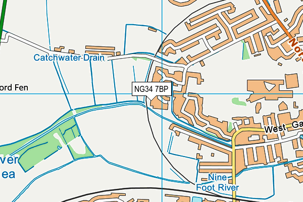 NG34 7BP map - OS VectorMap District (Ordnance Survey)