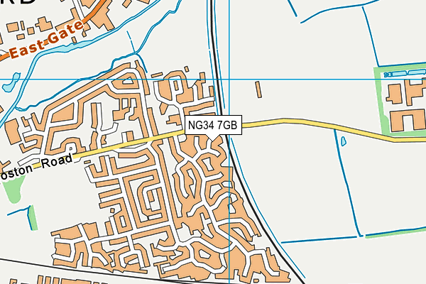 NG34 7GB map - OS VectorMap District (Ordnance Survey)