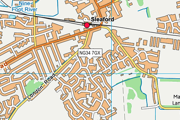 NG34 7GX map - OS VectorMap District (Ordnance Survey)