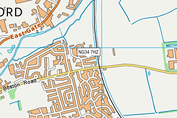 NG34 7HZ map - OS VectorMap District (Ordnance Survey)