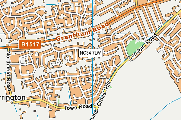 NG34 7LW map - OS VectorMap District (Ordnance Survey)