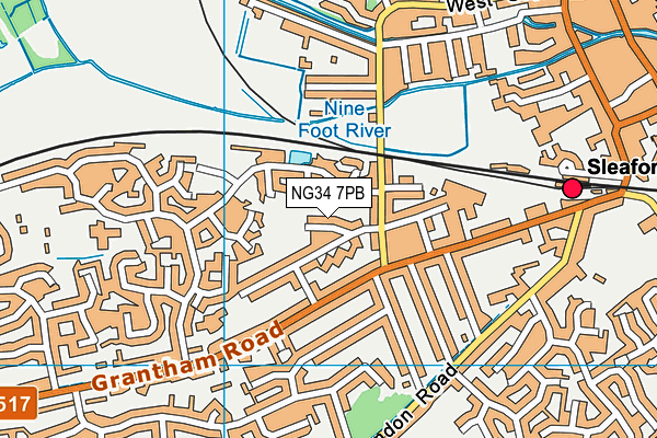 NG34 7PB map - OS VectorMap District (Ordnance Survey)