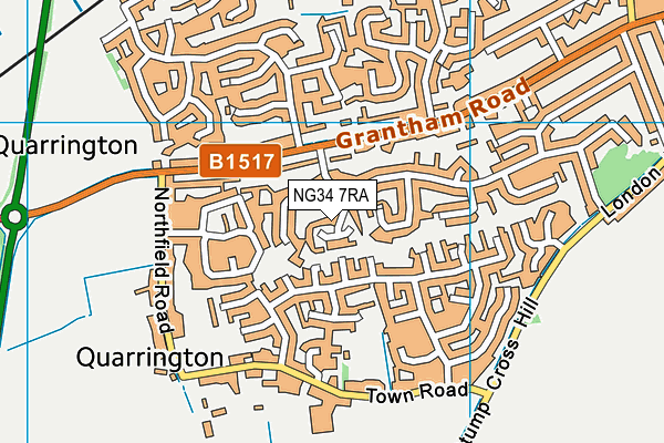 NG34 7RA map - OS VectorMap District (Ordnance Survey)