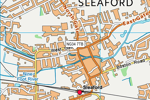 NG34 7TB map - OS VectorMap District (Ordnance Survey)