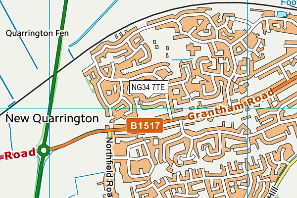 NG34 7TE map - OS VectorMap District (Ordnance Survey)
