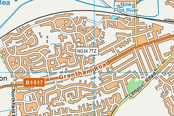 NG34 7TZ map - OS VectorMap District (Ordnance Survey)