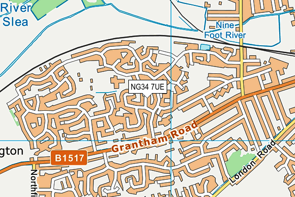 NG34 7UE map - OS VectorMap District (Ordnance Survey)