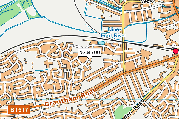 NG34 7UU map - OS VectorMap District (Ordnance Survey)