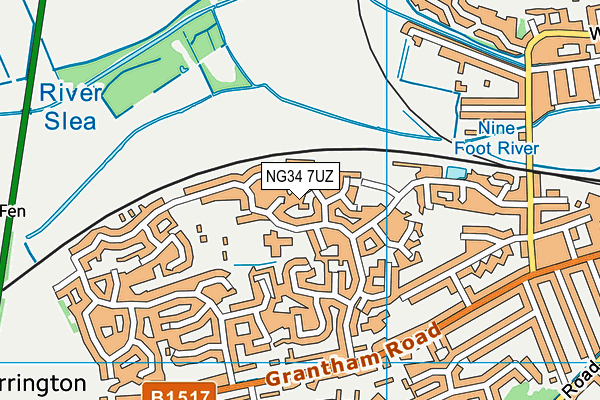 NG34 7UZ map - OS VectorMap District (Ordnance Survey)